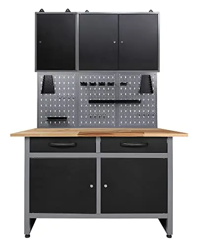 Ondis24 Werkstatteinrichtung 4 teilig Werkstatt Werkbank Werzeugschrank Euro - Lochwand mit Haken