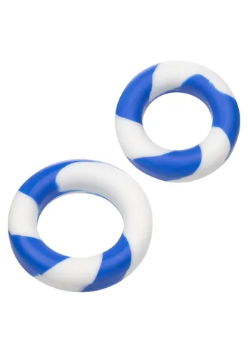 CalExotics Admiral Ring Set Penisringe Blau Weiß ø 4,5 cm ø 5 cm 2 Teilig