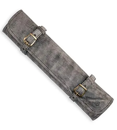 Angus Stoke Messertasche Leder Köche 7-Fach Echt-Leder Kochmesserrolle groß – Messer Tasche Kochmesser - Kochtasche Sam (Antik)