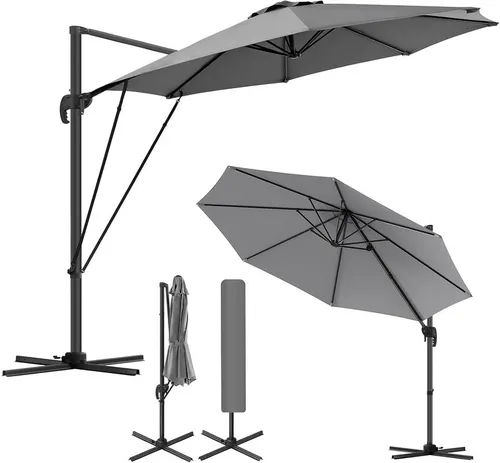 WOLTU Aluminium Konsolenschirm, 360° drehbar mit 5 Neigungspositionen, UPF 50+ Sonnenschutz, Windseile & Schutzhülle für Garten, Balkon & Terrasse