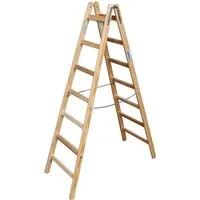 Stabilo Sprossen-Doppelleiter Holz 2 x 7 Sprossen - Leitern aus hochwertigem Holz, ideal für sicheres Arbeiten in Höhenlagen mit stabiler Konstruktion und rutschfesten Sprossen.