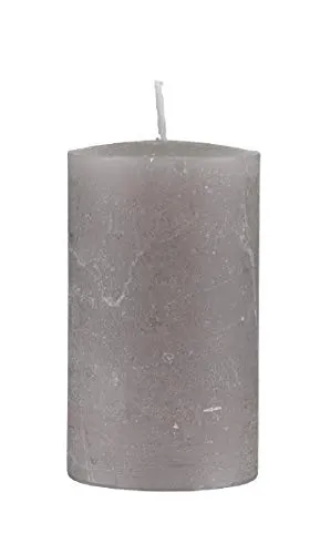 Kopschitz durchgefärbte Rustica Kerze, Stumpenkerzen Taupe, 10 x 5 cm, 1 Stück, rußarm, tropffrei
