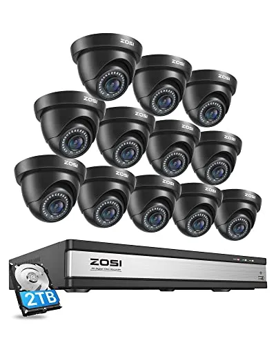 ZOSI 16CH 1080P Überwachungskamera Set mit 2TB HDD - DVR-Videoüberwachungs Set mit 1080P HD-Bildqualität, 24m Nachtsicht und intelligenter Bewegungserkennung für maximale Sicherheit und Fernzugriff über App.