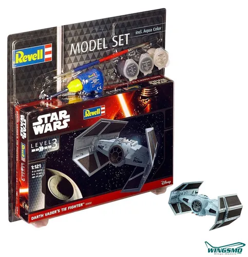 Revell Modellbausatz Star Wars Darth Vader's TIE Fighter - Maßstab 1:121, Level 3, originalgetreu mit vielen Details, inkl. Basiszubehör für einfaches Kleben und Bemalen