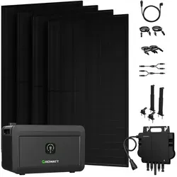 Growatt NOAH 2000 Balkonkraftwerk mit Speicher und Halterung - Balkonkraftwerk mit 2048Wh Speicher und 1760W Bifazialmodulen für optimale Energieeffizienz. Erweitere deine Kapazität durch einfaches Stapeln bis zu 8192Wh!