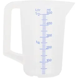 Schneider GmbH SCHNEIDER Messbecher mit Griff, transparent, Polypropylen, mit geprägter Skala, Fassungsvermögen: 0,5 Liter 200011
