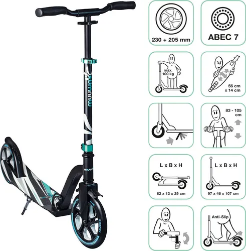 Aluminium Scooter Pro 230 in türkis von Muuwmi