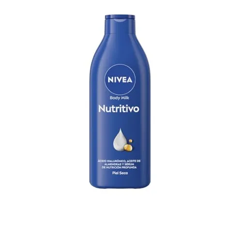 NIVEA Body Milk Nutritive (1 x 400 ml), Körpermilch spendet 72h Feuchtigkeit, Körpercreme mit Mandelöl und Hyaluronsäure, für trockene Haut
