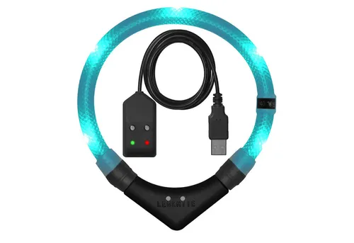 LEUCHTIE Leuchthalsband LEUCHTIE Easy Charge, wasserdichtes LED Hundehalsband für Hunde mit min. 25 h Leuchtdauer