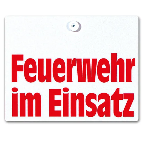 Schild mit Saugnapf - Feuerwehr im Einsatz - 307770 - Gr. ca. 20 x 15 cm rot