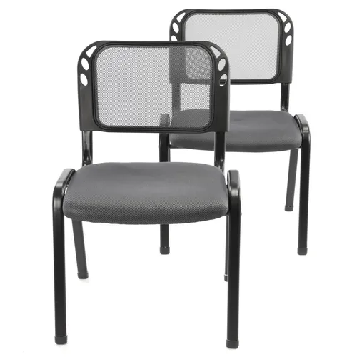 Besucherstuhl 2er Set Konferenzstuhl Sitzfläche gepolstert grau stapelbar Büro