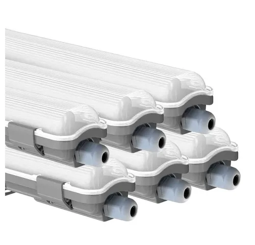 LED Feuchtraumleuchte 127,5 cm - 18 Watt, 1700lm, 6400K - 6er Set - LED-Lampe für Industrie und Werkstätten, hohe Schutzart IP65, ideal für Feuchträume. Mit 1700 Lumen sorgt sie für optimale Beleuchtung in Garage, Keller und Arbeitsplatz.