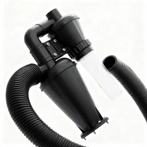 Thirrni Zyklonabscheider, mit 50mm/2'' Turbolader Filter Geeignet zum Trennen von Holzspänen, Staub, Metallspänen, Kunststoff, Textilien, Laub und Haaren, Zyklon Staubsammler Doppelte Filtration
