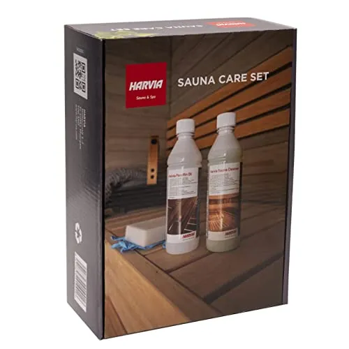 HARVIA Sauna Care Set - Innensaunen Pflege- und Reinigungsset mit Saunareiniger und Paraffinöl für strahlende Holzflächen und optimale Hygiene in Ihrer Sauna.