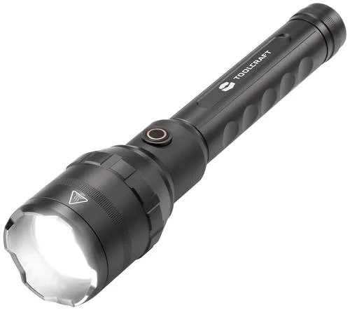TOOLCRAFT TO-8578260 LED Taschenlampe - Taschenlampe mit 10.000lm, USB-C Ladeanschluss, wiederaufladbar, 4 bis 10 Stunden Betriebsdauer und Zoomfunktion für flexible Anwendung.