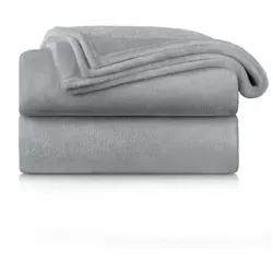 Blumtal Fleece Kuscheldecke 150x200 cm - Grau - Wohn- & Kuscheldecken: Hochwertige, weiche Fleece-Decke für ultimativen Komfort und Wärme, perfekt für gemütliche Abende auf der Couch.