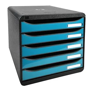 Exacompta 3097282D Premium Ablagebox - Fächer- & Ordnungsmappen mit 5 stapelbaren Schubladen für DIN A4+ Dokumente, hoher Kapazität und einzigartigem Stopp-Mechanismus für einfaches Öffnen.