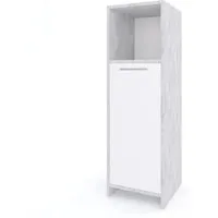 Vicco Midischrank Kiko, Beton/Weiß, 30 x 95 cm - Midischrank mit 1 Scharniertür und Ablagefach, platzsparend und stilvoll, ideal für jedes Badezimmer oder Wohnzimmer.