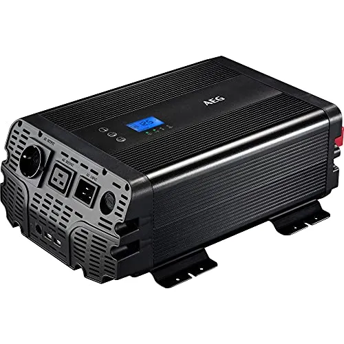 AEG Automotive Sinus-Spannungswandler 1500 W - Wechselrichter für 12 V DC auf 230 V AC, mit App-Steuerung und Netzvorrangschaltung für komfortable Energieversorgung unterwegs.