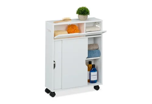 Nischenwagen Badrollwagen - Praktischer Küchen-Rollwagen - Regal mit 4 Fächern, ideal für Badezimmer oder Küche. Kompakt und freistehend, bietet er zusätzlichen Stauraum bei nur 17 cm Breite.