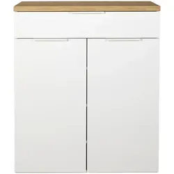 Schuhkommode Siena, Weiß, 82,3x102x35,2 cm - Moderne Schuhkommode in Weiß, mit pflegeleichter Oberfläche und drei variablen Böden für optimalen Stauraum. Ideal für einen aufgeräumten Eingangsbereich.