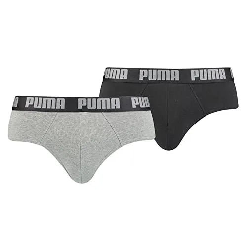 PUMA Herren Mens Everyday Briefs Unterwäsche, Dark Grey Melange / Black, L EU