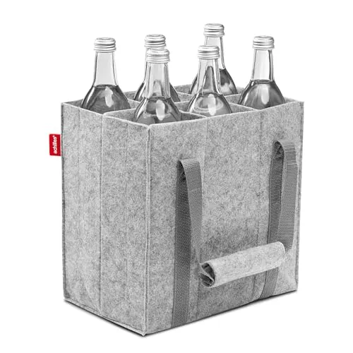 achilles Flaschentasche 6 Fächer – Reißfester Flaschenkorb aus 100% recyceltem Filz - Flaschenkörbe & -träger: Robuste, faltbare Flaschentasche für 6 Flaschen, ideal für sicheren Transport ohne Klirren – perfekt für Ausflüge oder den Männerabend!