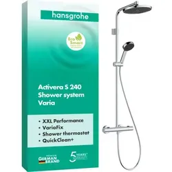 Hansgrohe Activera S Duschsystem 240 – Wassersparend und kraftvoll - Bad & Sanitär: Erleben Sie mit dem Activera S Duschsystem volle Duschfreude bei nur 8 l/min Wasserverbrauch dank EcoSmart-Technologie – für ein nachhaltiges und erfrischendes Duscherlebnis.