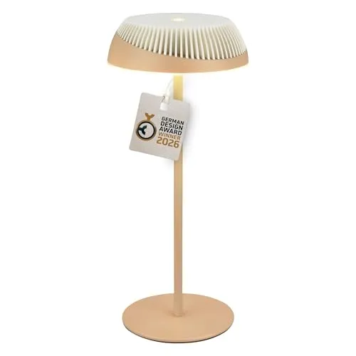 Briloner LED Tischlampe Akku Dimmbar Kabellos IP44 Altweiß Beige