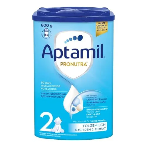 Aptamil 2 Folgemilch mit Pronutra, 800g - Babynahrung mit patentierten Prebiotics (GOS/FOS) für ein gesundes Immunsystem und optimale Gehirnentwicklung. Ideal nach dem Stillen oder Anfangsnahrung.