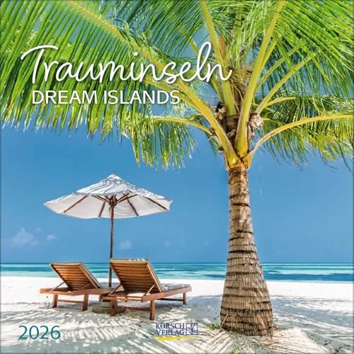 Trauminseln 2026: Broschürenkalender mit Ferienterminen. Format: 30 x 30 cm