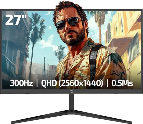 GAMEPOWER Rapid Q-Max 27 Zoll 2K Gaming Monitor - Monitore mit ultraschnellem 300Hz Display und 0,5ms Reaktionszeit – ideal für kompetitives Gaming mit brillanten Farben und HDR400 für lebendige Grafiken.