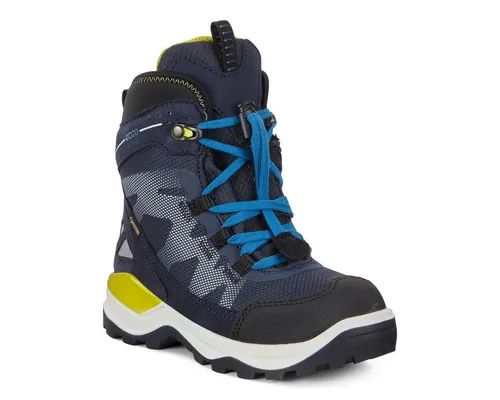 Ecco ECCO SNOW MOUNTAIN BLACK/NIGHT SKY Wanderschuh für Kinder - Mit diesem mittelhohen Winterstiefel erleben aktive Kids skandinavischen Style und Komfort. Die wasserdichte Konstruktion und das warme Innenfutter halten die Füße trocken, während die flexible Sohle für optimale Bodenhaftung sorgt.