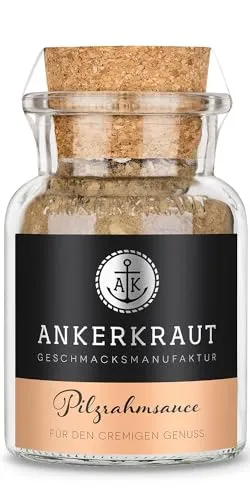 Ankerkraut Pilzrahmsauce, Cremiger genuss für Champignons, Pilz-Soße kochen, Pilze in Rahm-Sauce mit Nudeln, 90 g im Korkenglas