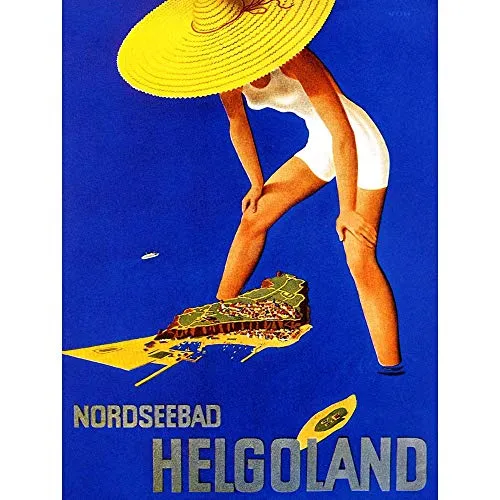 Wee Blue Coo Travel Helgoland Archipelago Germany Sun Sea Beach Art Print Poster Wall Decor Kunstdruck Poster Wand-Dekor-12X16 Zoll