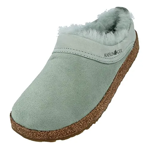 Haflinger Snowbird Lammfell Leder Hausschuh Unisex - Grün 37 EU - Hausschuhe aus hochwertigem Leder und kuscheligem Lammfell, ideal für warme Füße und Komfort zu Hause.