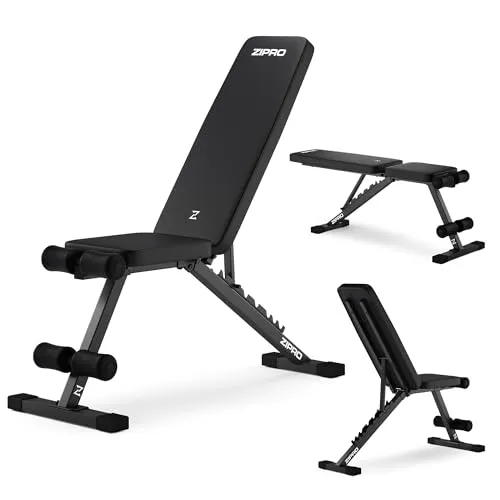 ZIPRO Hantelbank Trainingsbank Bauchtrainer Sport Geräte Zuhause 7-fach Verstellbar Schrägbank bis 300 kg Kraftstation Flexibel für Heimstudio Home Gym Ganzkörper Rückentrainer - Stride Schwarz