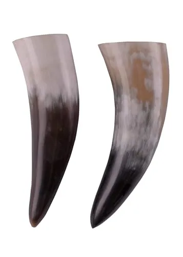 Battle-Merchant | Hochwertiges Wikinger Trinkhorn | Lebensmittelechtes Naturhorn | Poliertes Rinderhorn | Mittelalter Met-Horn | Deko, LARP, Reenactment | ca. 0,25 L