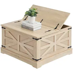 VEVOR Rattan-Couchtisch 80 cm - Moderner Boho-Kaffeetisch aus PE-Rattan und MDF, bietet geräumigen Stauraum und passt perfekt in Wohnzimmer oder Schlafzimmer.