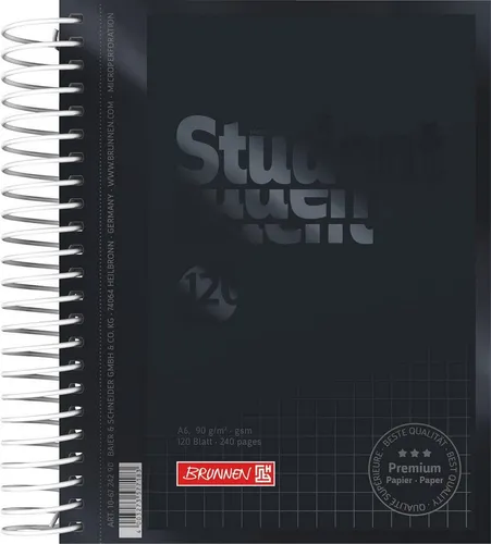 BRUNNEN Schulheft Premium Collegeblock A6 kariert von BRUNNEN