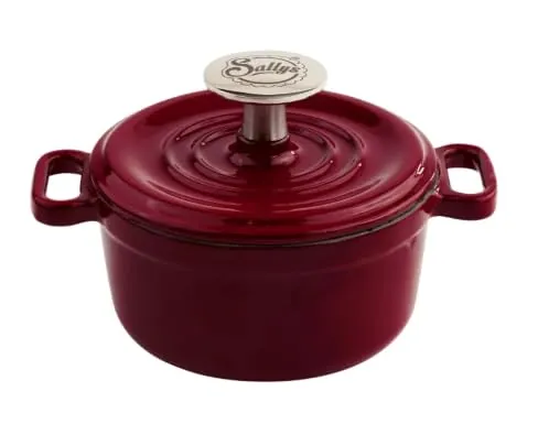 Sallys Gusseisen-Serviertopf 10 cm: Für Erstklassige Wärmeleitung und Langanhaltende Wärmespeicherung, Ofenfest,alle Herdarten (Bordeaux)