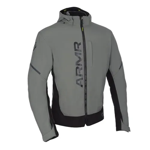 ARMR Herren Motorcycle Jacket Kyoto 1.0 - Motorradjacke in Grün/Neongelb, XL - Hochwertige Motorradjacke mit CE A Zertifizierung, abnehmbarer Kapuze und verstellbaren Elementen für optimalen Sitz. Ideal für Sicherheit und Komfort beim Fahren.