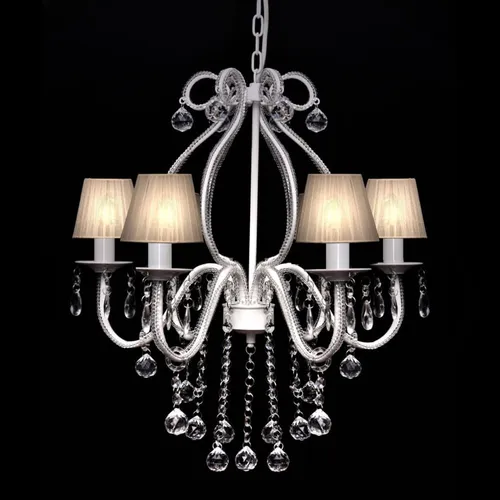 vidaXL Kronleuchter mit 2300 Kristallen in Weiß - Eleganter 6-flammiger Kronleuchter aus Metall und echten Glaskristallen, der jedem Raum mit seinem einzigartigen Lichtspiel und hochwertigen Materialien eine stilvolle Atmosphäre verleiht.