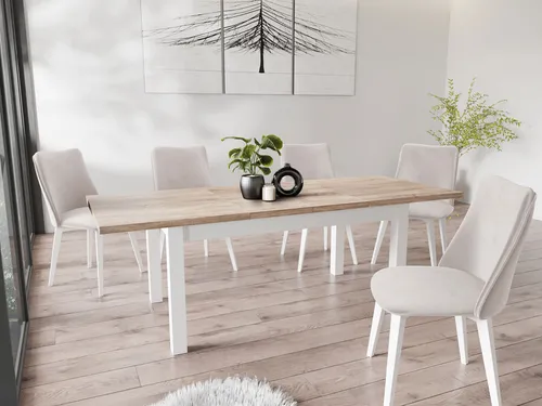 WFL Group Esstisch Sonoma Eiche, 90x75x160 cm - Esstische – Moderner, ausziehbarer Esstisch aus robustem Buchenholz, ideal für Dinnerpartys mit Platz für bis zu 10 Personen, nachhaltig in der EU produziert.