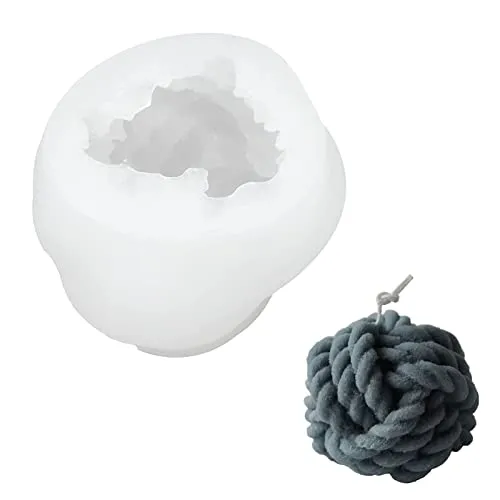 TROYSINC Wollknäuel Kerzen Silikonform, 3D Knoten Kerzenform, Gestrickte Kugel, KerzengießForm Silikon, Handarbeit Kerzenherstellung für Garn Kugel Seifenform