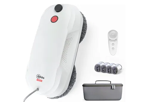 alfda Fensterputzroboter AFR230 - Fenstersauger mit 60ml Wassertank und Sprühfunktion, ideal für streifenfreie Fensterreinigung und komfortable Bedienung per Fernbedienung.
