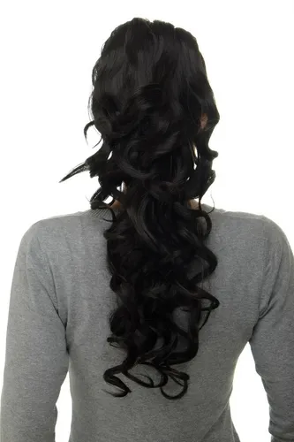 Haarteil lockig lang Dunkelbraun Mini-Klammer Steckkämme & Gummizug 60cm WK08-3