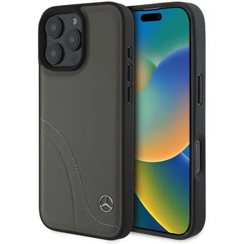 Mercedes Hardcase für Apple iPhone 16 Pro Max - Elegantes Braun mit MB Curved Stitches Design, schützt Ihr iPhone 16 Pro Max stilvoll und sicher. Ideal für Mercedes-Fans!