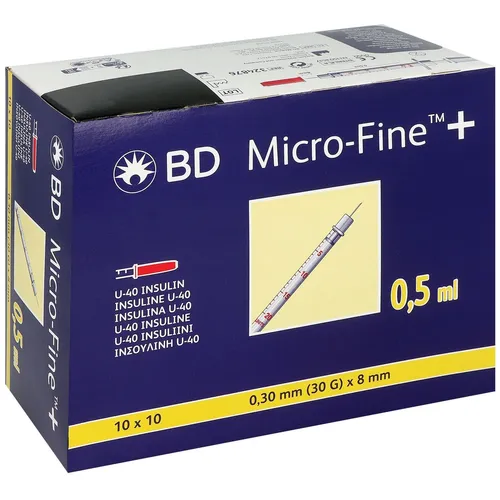 BD Micro-Fine + U 40 Insulinspritzen 8 mm - Präzise 50 ml Insulinspritzen mit 8 mm Nadel, ideal für eine schmerzfreie Injektion und optimale Dosierung von Insulin.