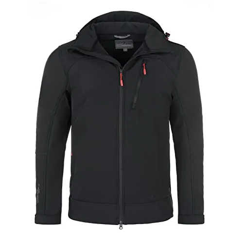 Blue Wave Herren Softshelljacke Bent - Outdoor-Jacke Übergangsjacke Jacke mit abnehmbarer Kapuze in Schwarz Größe S